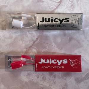 Lot of 2 Vibe Juicys Comfort Earbuds - Coconut & Cherry 3.5mm Stereo Headphones